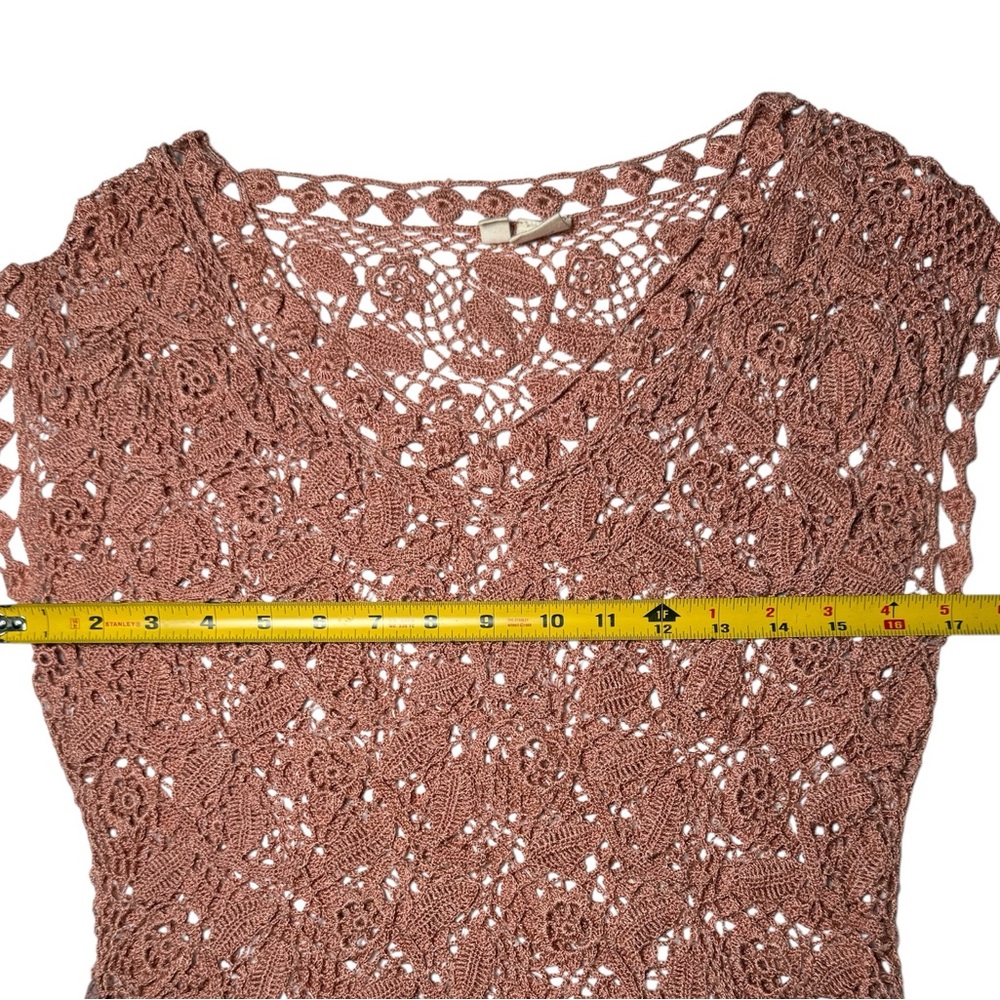 Anthropologie Linen Delicate Crochet "Winter Rose Pullover" Top‎ - Picture 5 of 7